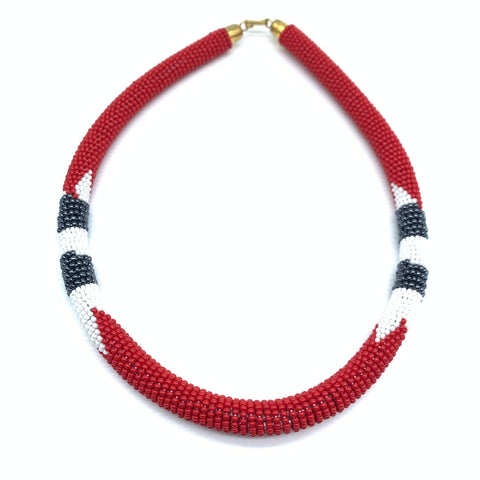 Beaded Bangle Necklace-Red Variation
