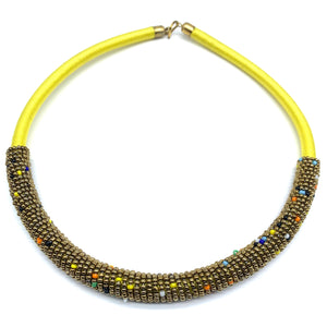 Beaded Thread  Bangle Necklace-Yellow Variation