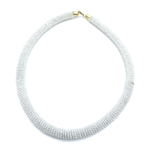 Bead Bangle Necklace-White Variation
