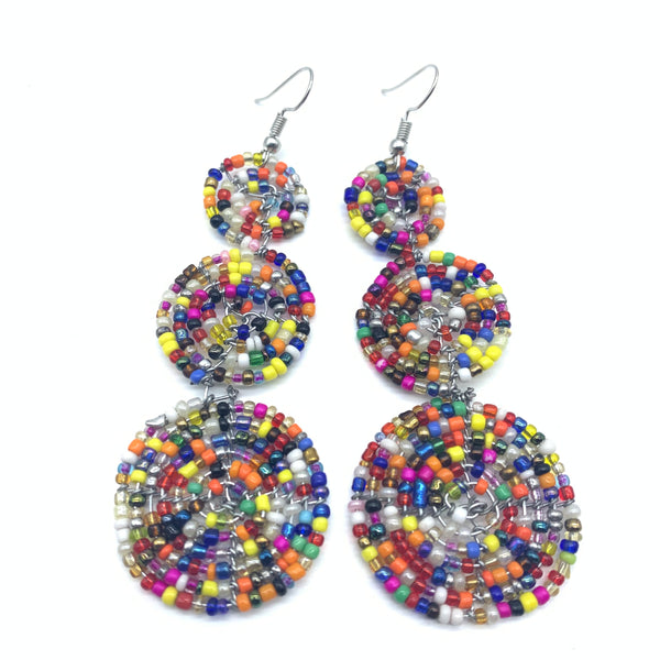 Beaded Earrings 3 Circles -Multi Colour Variation 3