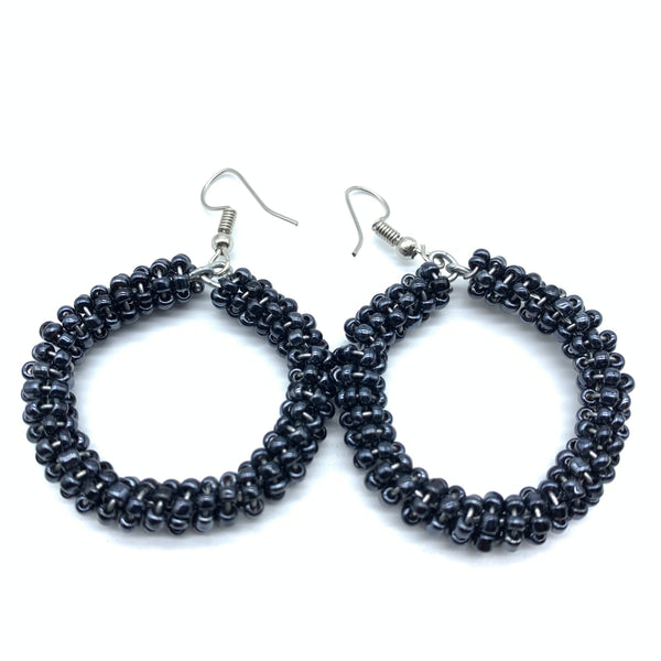 Beaded Earrings Kaweria-Metallic Grey Blue