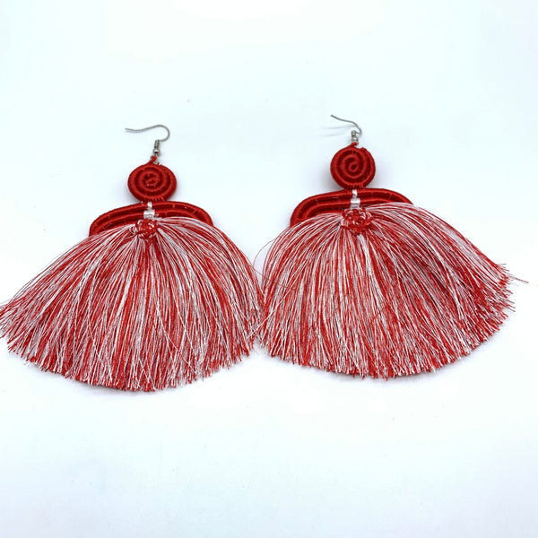 Thread Earrings Meza-Red Variation 2