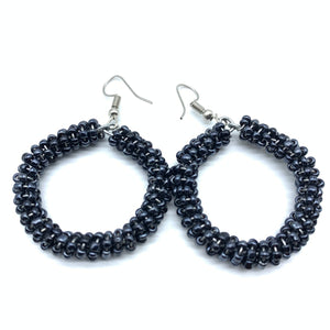 Beaded Earrings Kaweria-Metallic Grey Blue