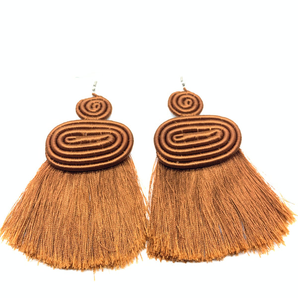 Thread Earrings Meza-Brown Variation