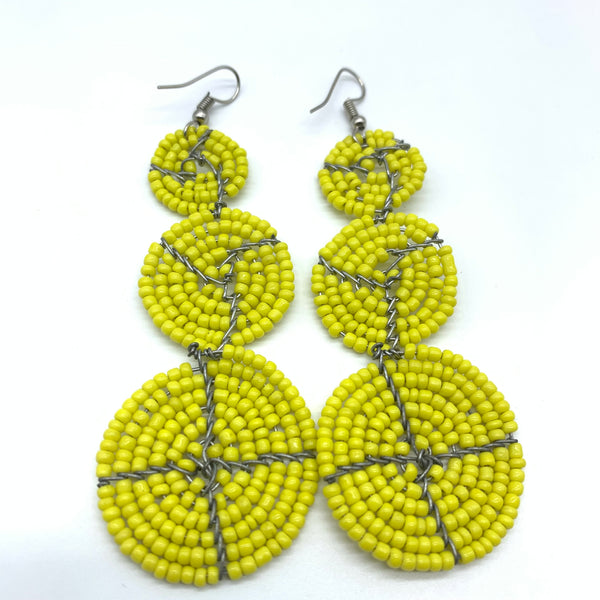 Beaded Earrings 3 Circles -Yellow Variation 2