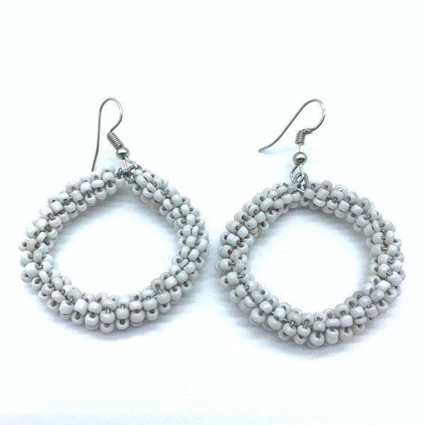 Beaded Earrings Kaweria-White