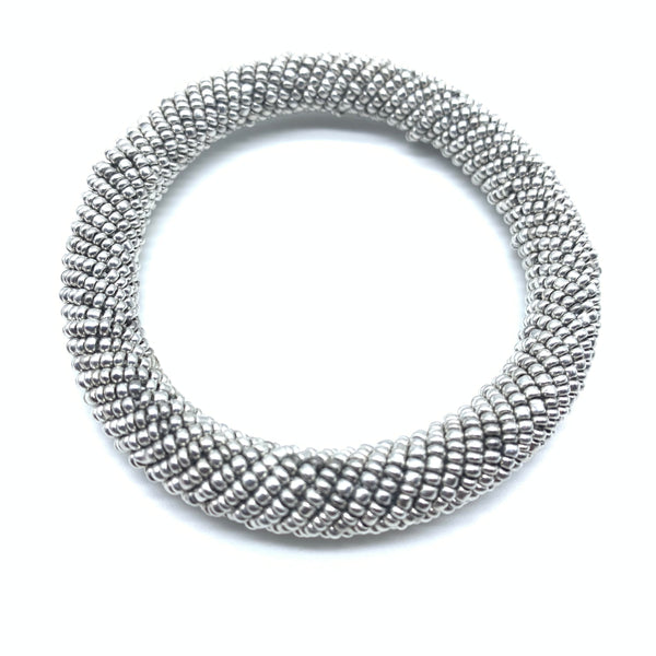 Beaded Bangle-Silver 2