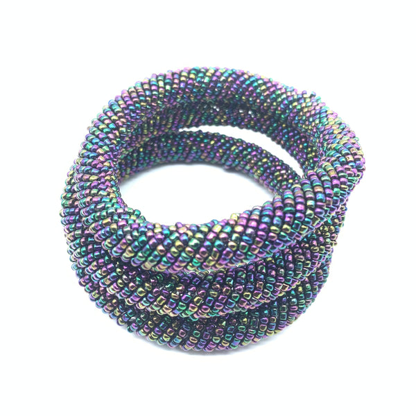 Beaded Bangle-Metallic Multi  Colour