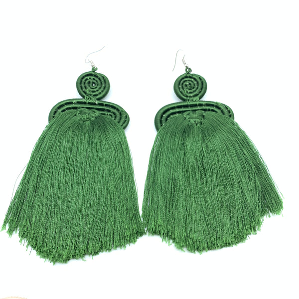 Thread Earrings Neza-Green Variation