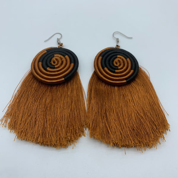 Thread Earrings Keza- Brown Variation 2