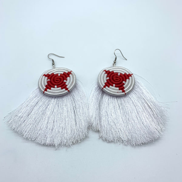 Thread Earrings Keza-White Variation