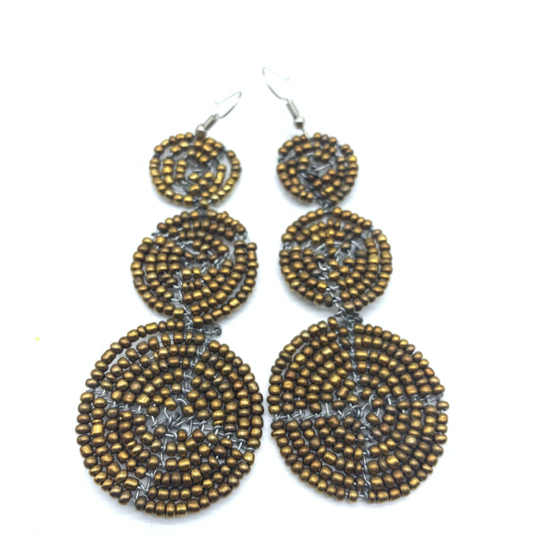 Beaded Earrings 3 Circles -Gold Variation 2