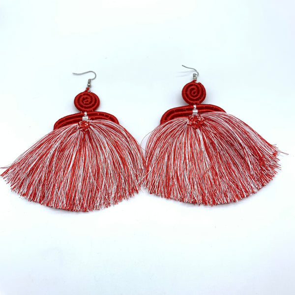 Thread Earrings Meza-Red Variation 2