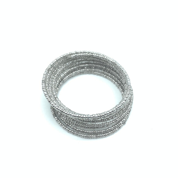 Beaded Coil Bracelet-Silver