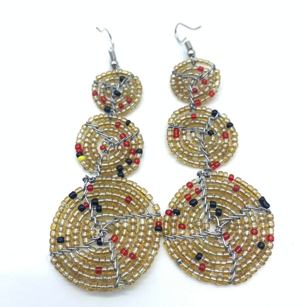 Beaded Earrings 3 Circles - Champagne Variation