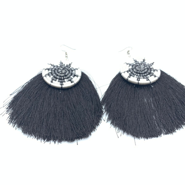 Thread Earrings Keza- Black Variation