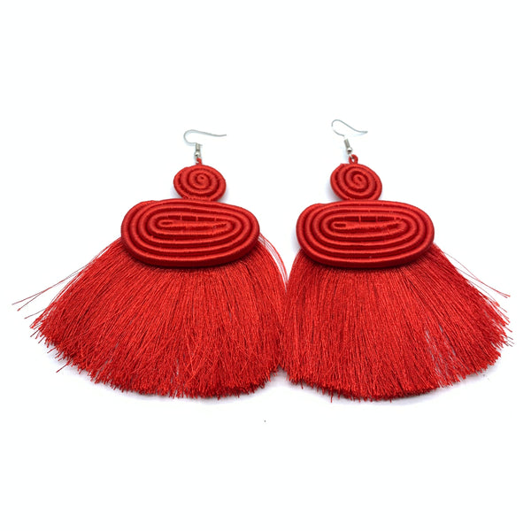 Thread Earrings Meza-Red Variation