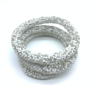 Beaded Bangle-White