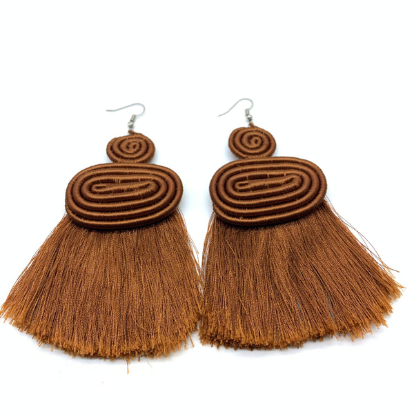 Thread Earrings Meza-Brown Variation