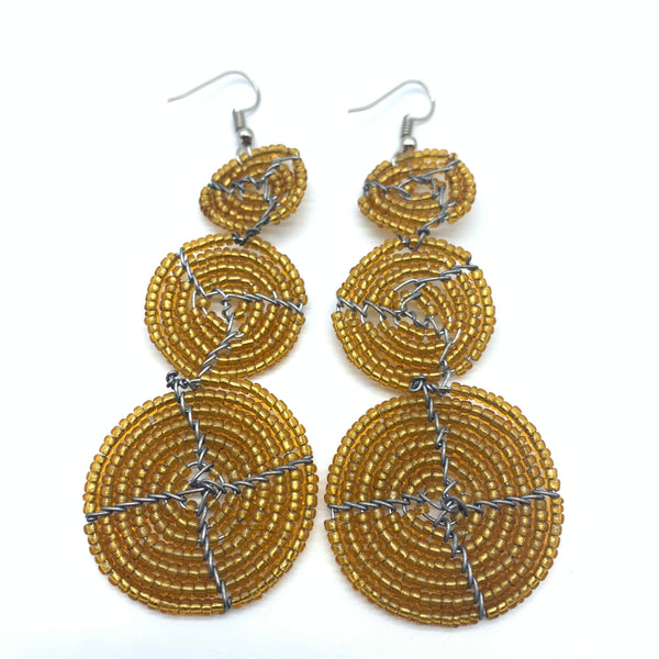 Beaded Earrings 3 Circles -Gold Variation