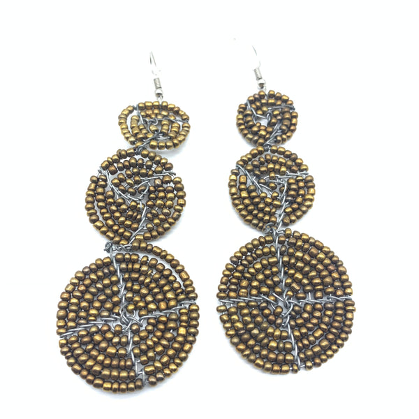 Beaded Earrings 3 Circles -Gold Variation 2