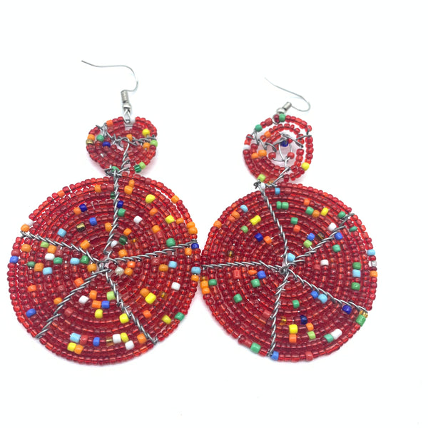 Beaded Earrings-Red Variation 3