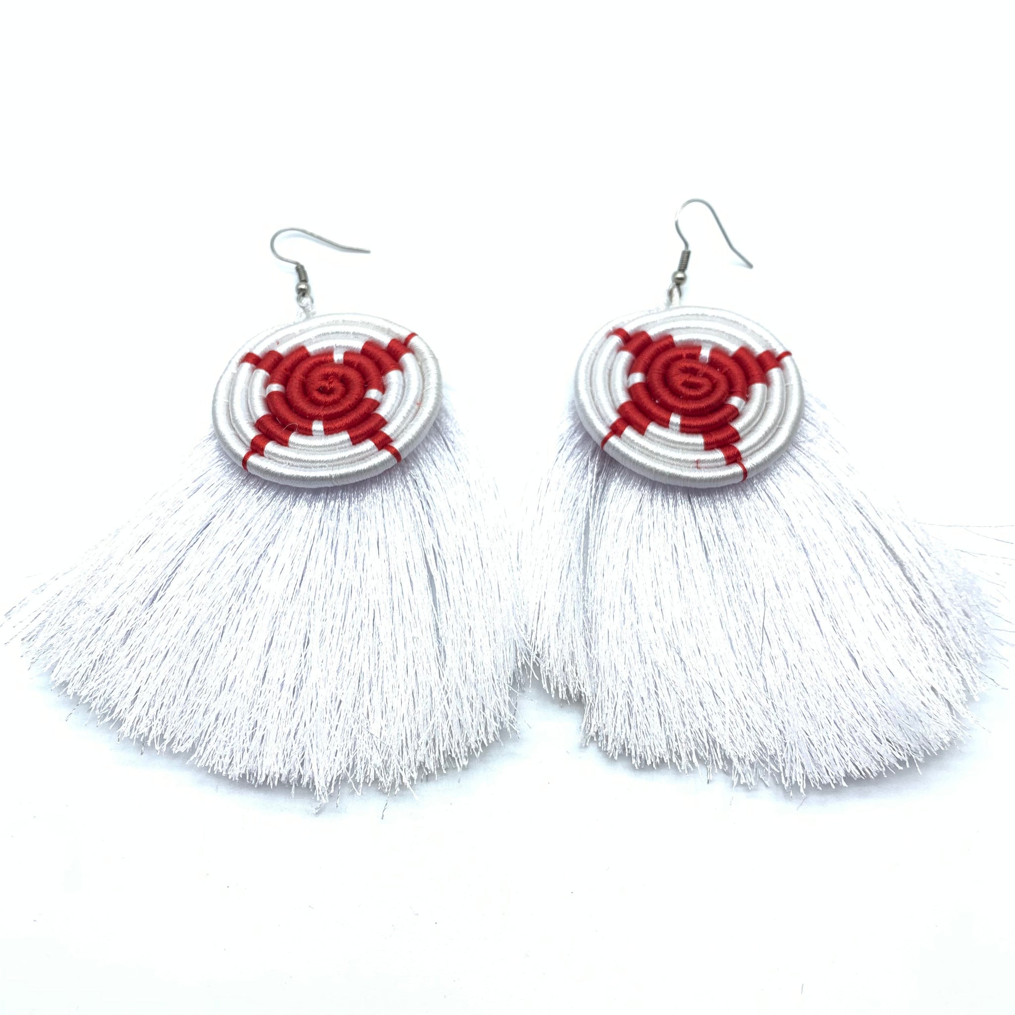 Thread Earrings Keza-White Variation