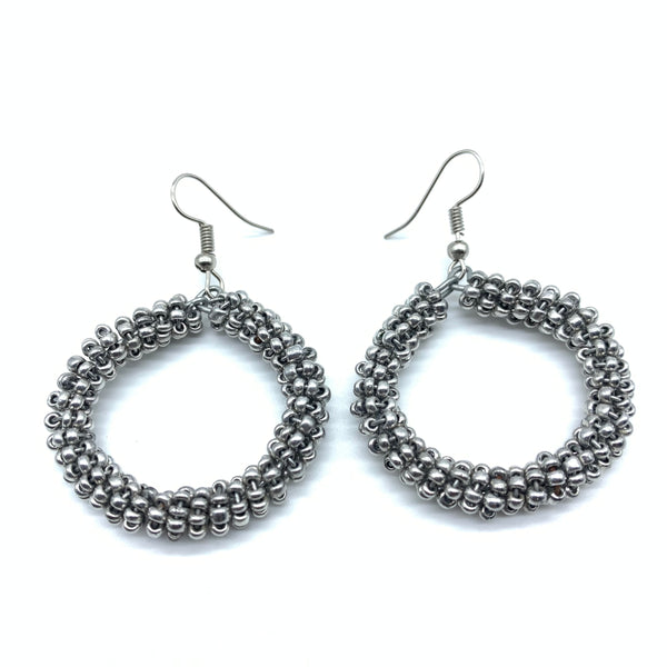 Beaded Earrings Kaweria-Silver