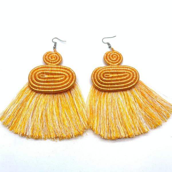 Thread Earrings Meza-Orange Variation