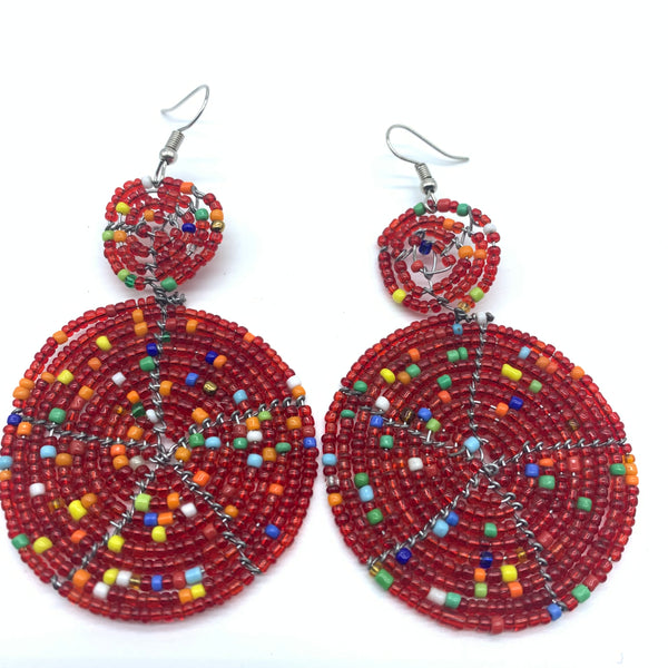 Beaded Earrings-Red Variation 3