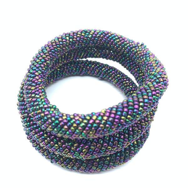 Beaded Bangle-Metallic Multi  Colour