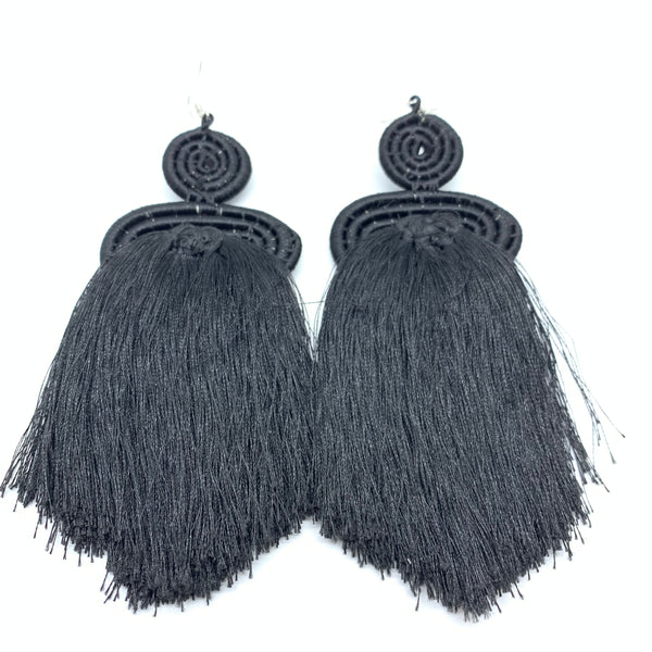 Thread Earrings Neza-Black Variation