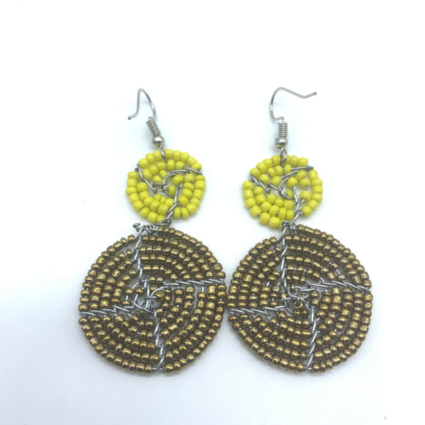 Beaded Earrings 2 Tone 2 Cirles -Gold 2