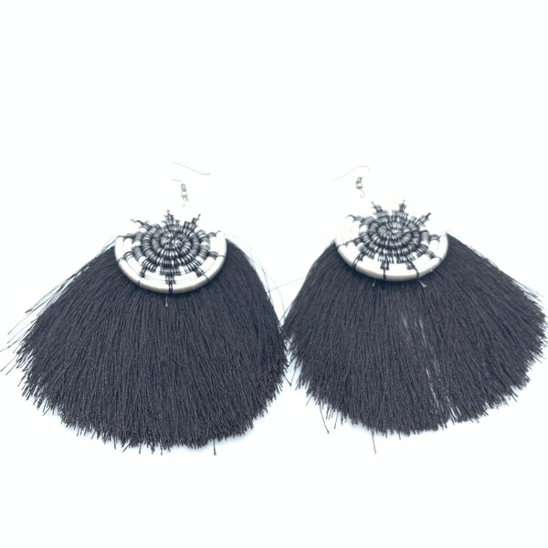 Thread Earrings Keza- Black Variation