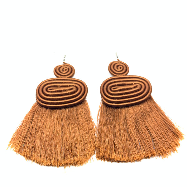 Thread Earrings Meza-Brown Variation