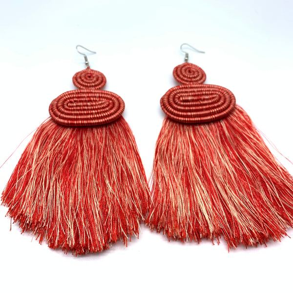 Thread Earrings Neza-Red Variation