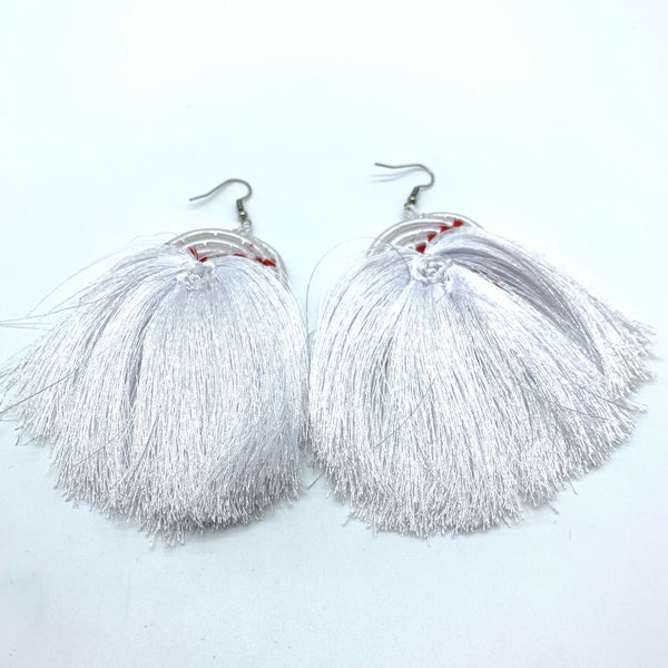 Thread Earrings Keza-White Variation