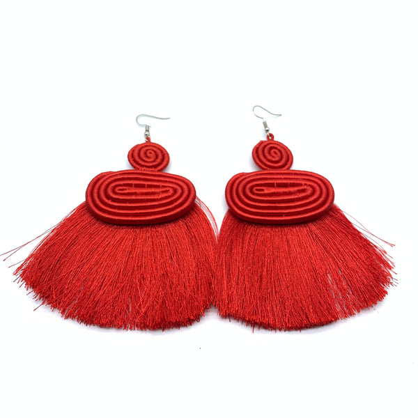 Thread Earrings Meza-Red Variation