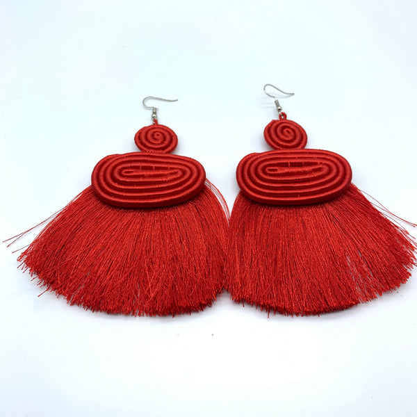 Thread Earrings Meza-Red Variation