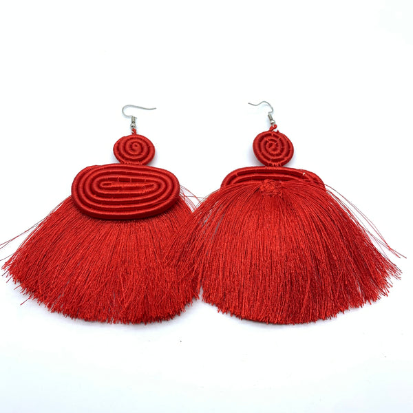 Thread Earrings Meza-Red Variation