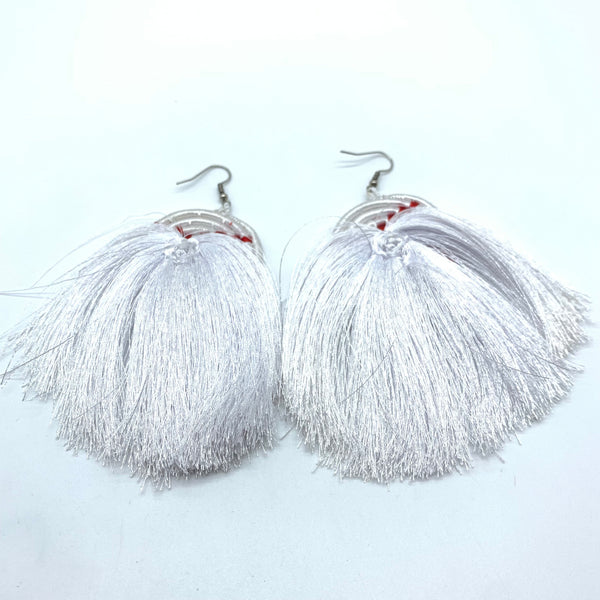 Thread Earrings Keza-White Variation