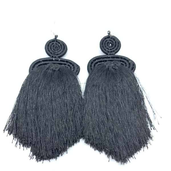 Thread Earrings Neza-Black Variation