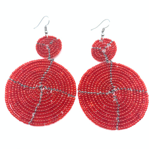 Beaded Earrings-Red Variation 2