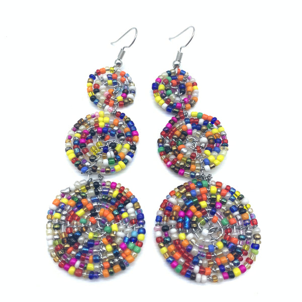 Beaded Earrings 3 Circles -Multi Colour Variation 3