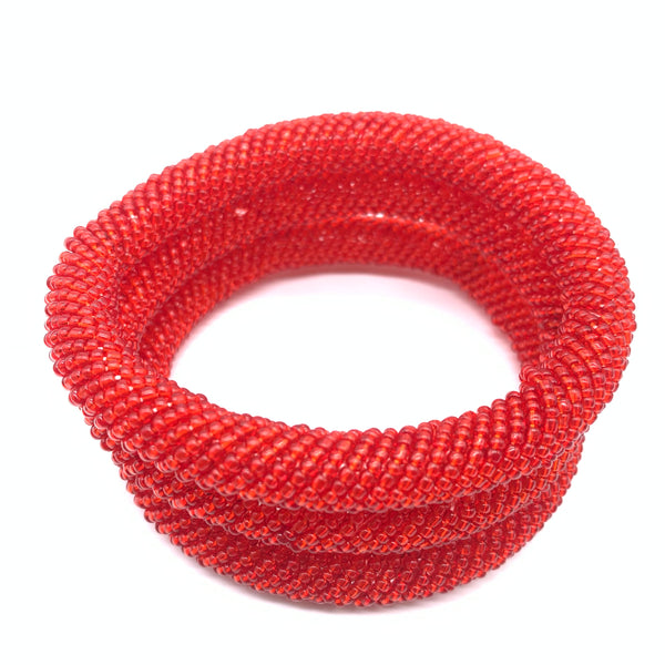 Beaded Bangle-Red