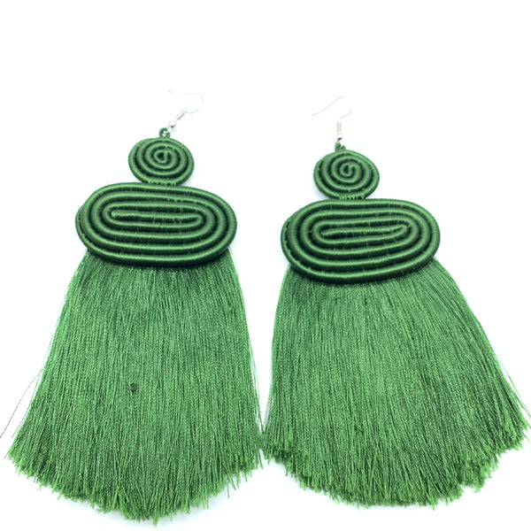 Thread Earrings Neza-Green Variation