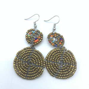 Beaded Earrings 2 Tone 2 Cirles -Gold 6