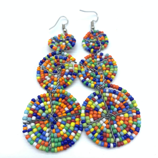 Beaded Earrings 3 Circles -Multi Colour Variation 2