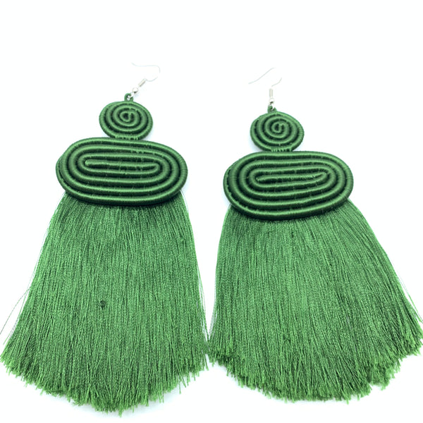 Thread Earrings Neza-Green Variation