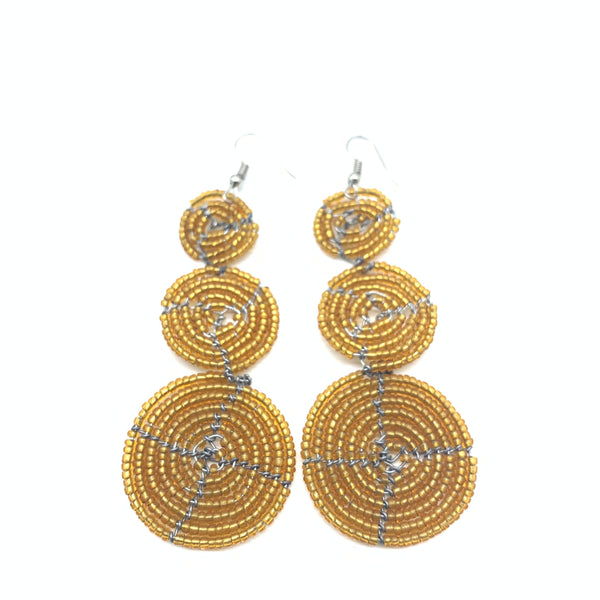 Beaded Earrings 3 Circles -Gold Variation